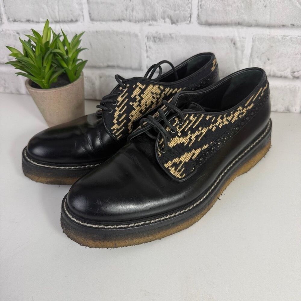 Etro Milano Leather Chunky Derby Loafers Size 37 Made in Italy